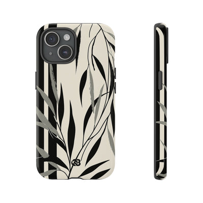 Beige Tough Phone Case for iPhone - Soot Leaf Sketch