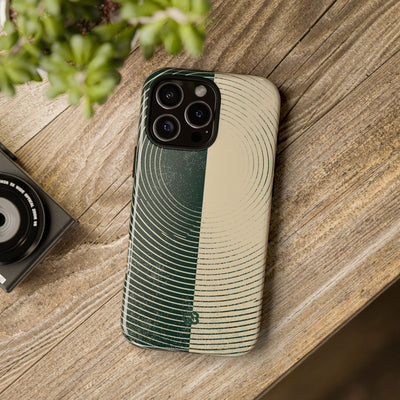 Green Tough Phone Case for iPhone - Evergreen Split Grain