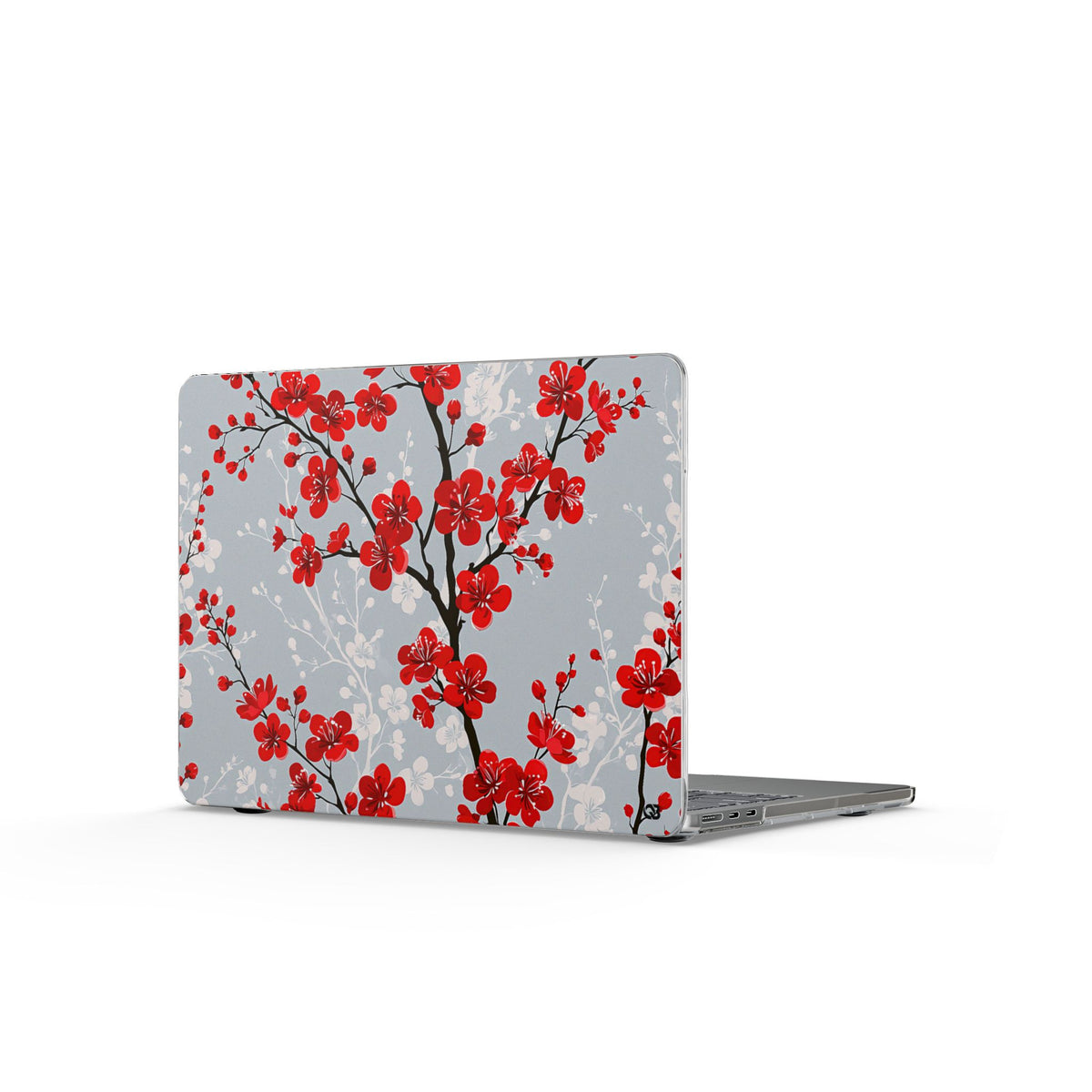 Scarlet Plum Blossom · Clear Hard Case for MacBook · Red