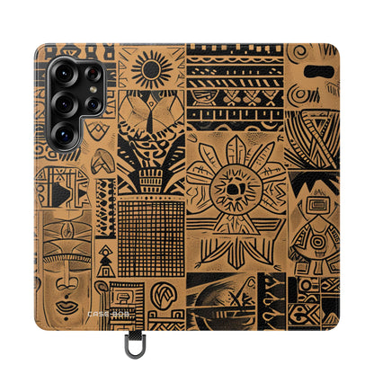 Celestial Faces Brown - Samsung S25 Ultra Case - Wallet