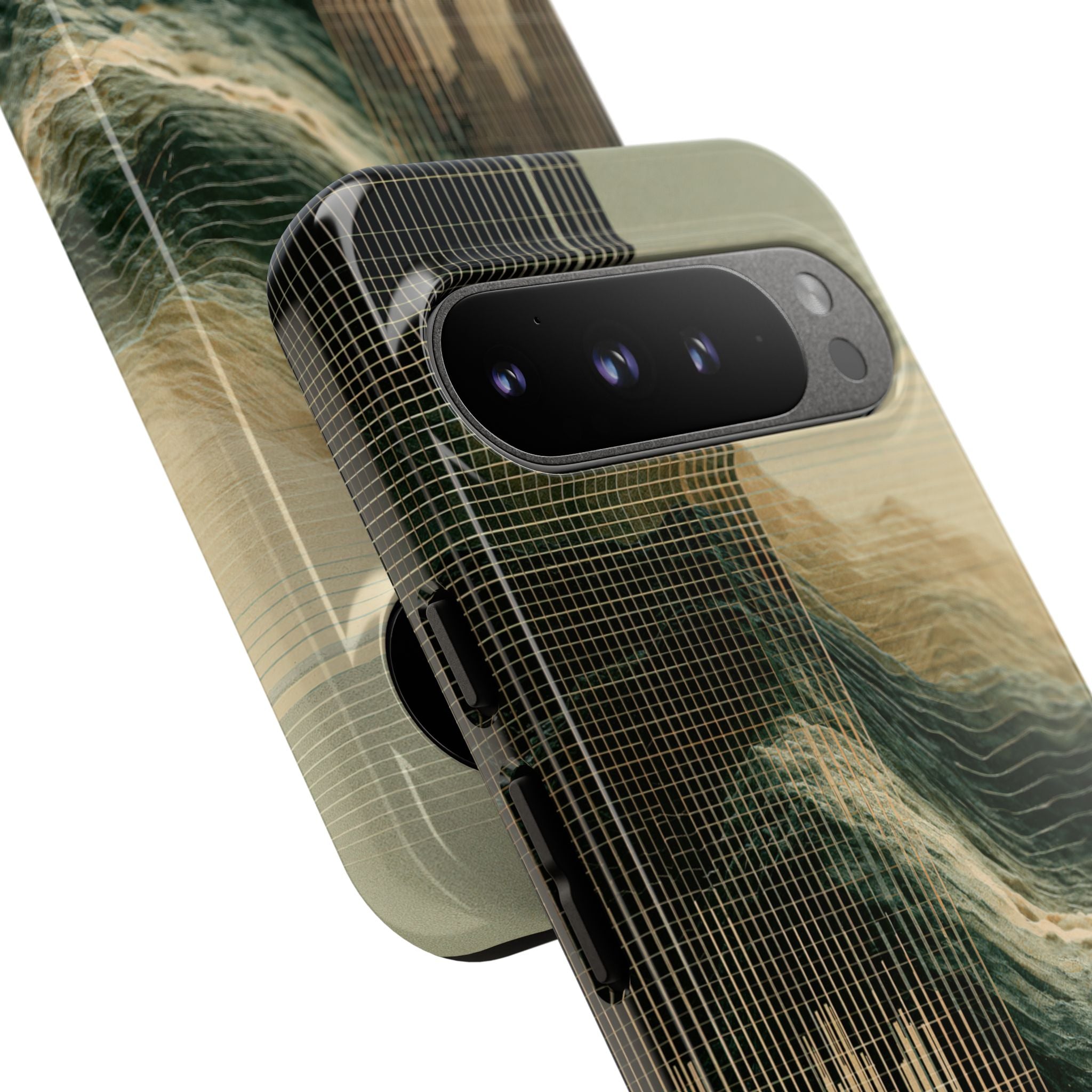 Beige Tough Phone Case for Google Pixel - Veridian Data Ridge