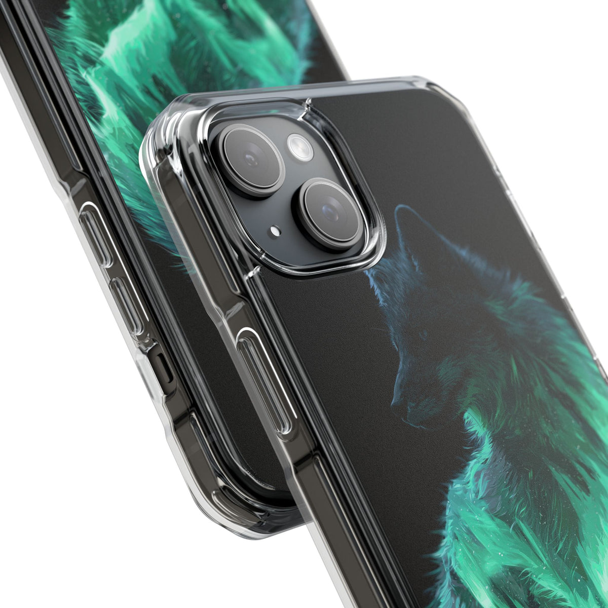 Nordic Aurora Fox · Clear Impact Magnetic Phone Case for iPhone · Teal
