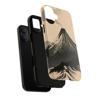Beige Tough Phone Case for iPhone - Obsidian Ink Summit
