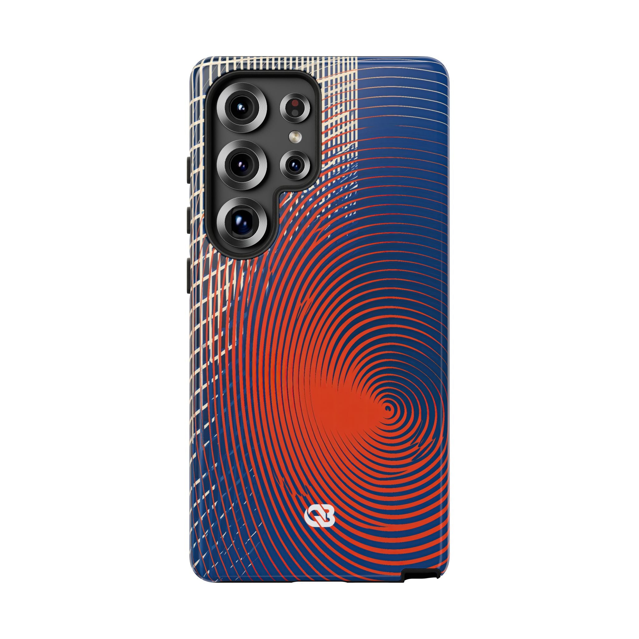 Blue Tough Phone Case for Samsung - Orange Orbit Grid