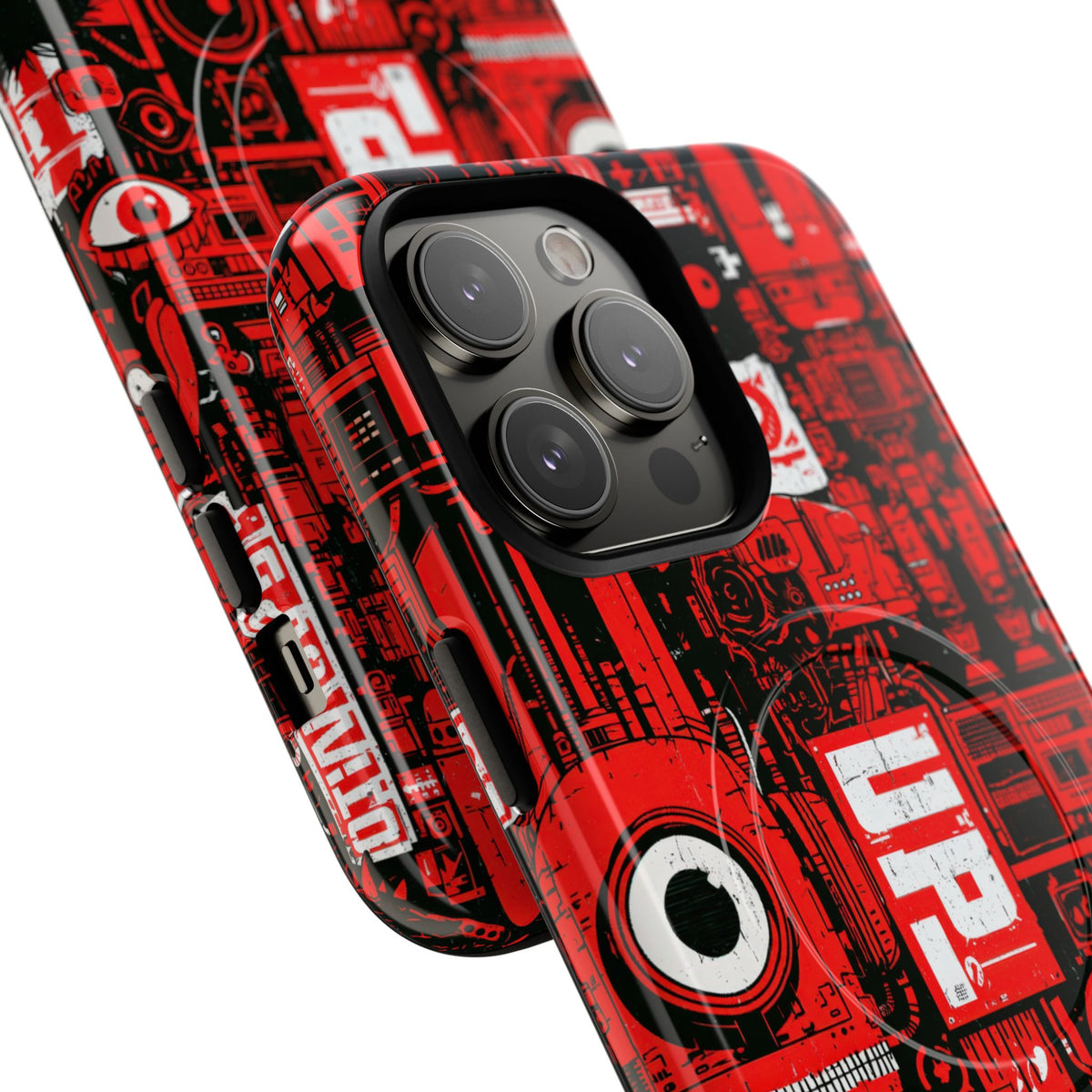 Neo Mecha Collage · Tough 2.0 Magnetic Phone Case for iPhone · Red