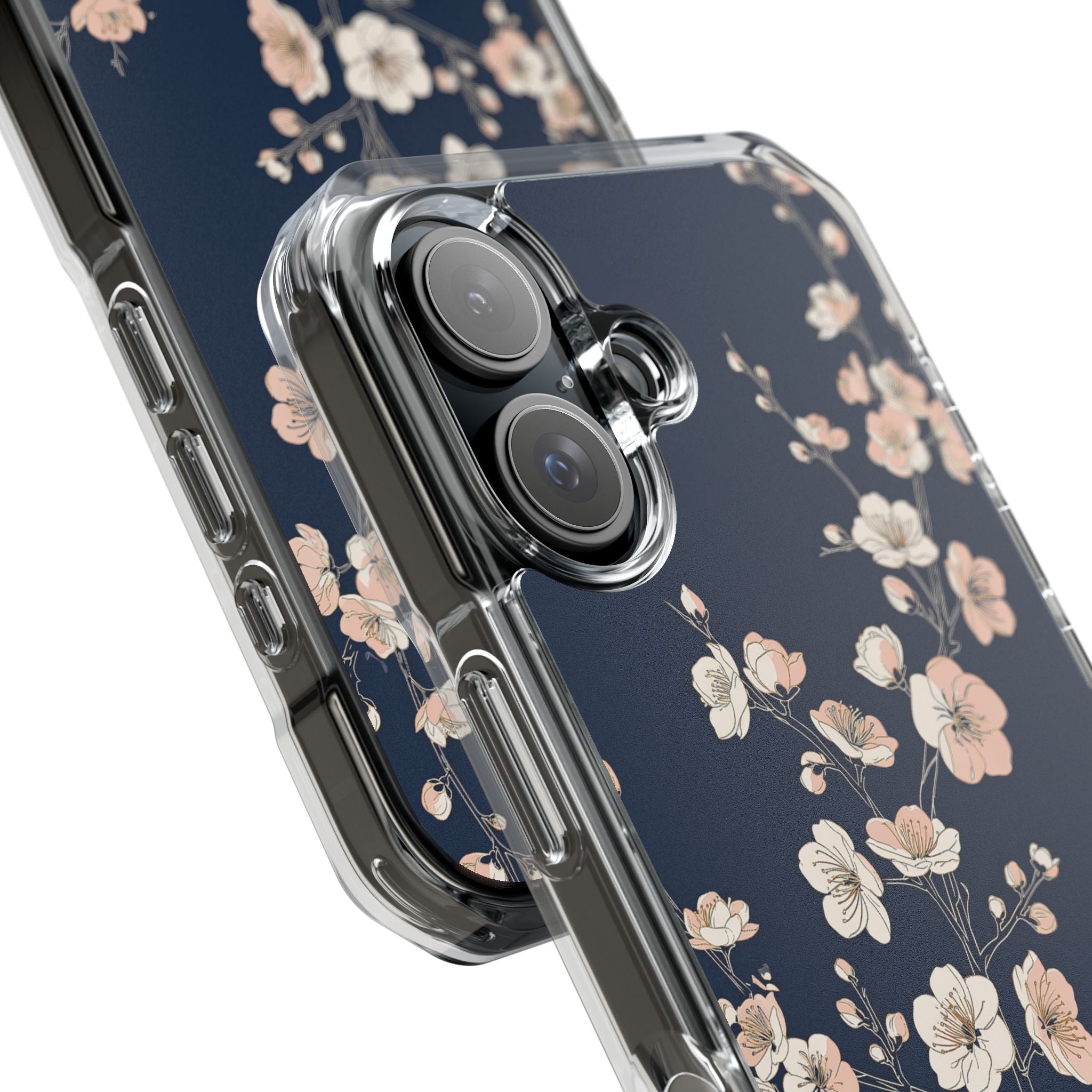 Blue Impact MagSafe Phone Case for iPhone - Midnight Peach Sakura