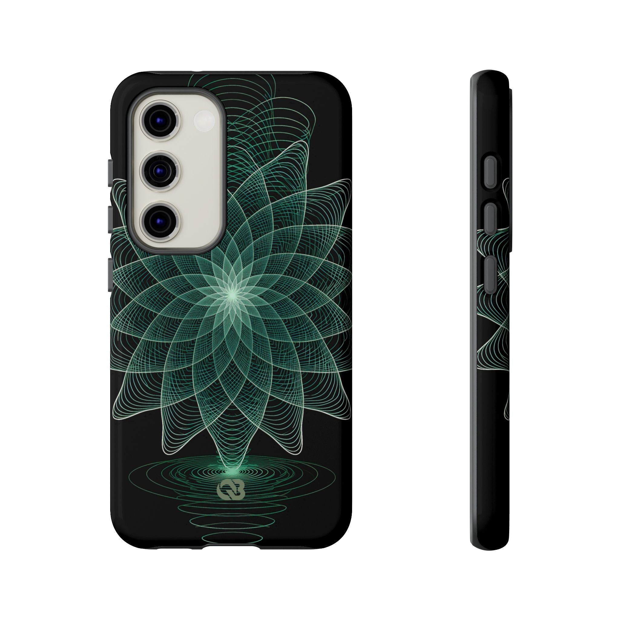 Green Tough Phone Case for Samsung - Cyan Signal Bloom