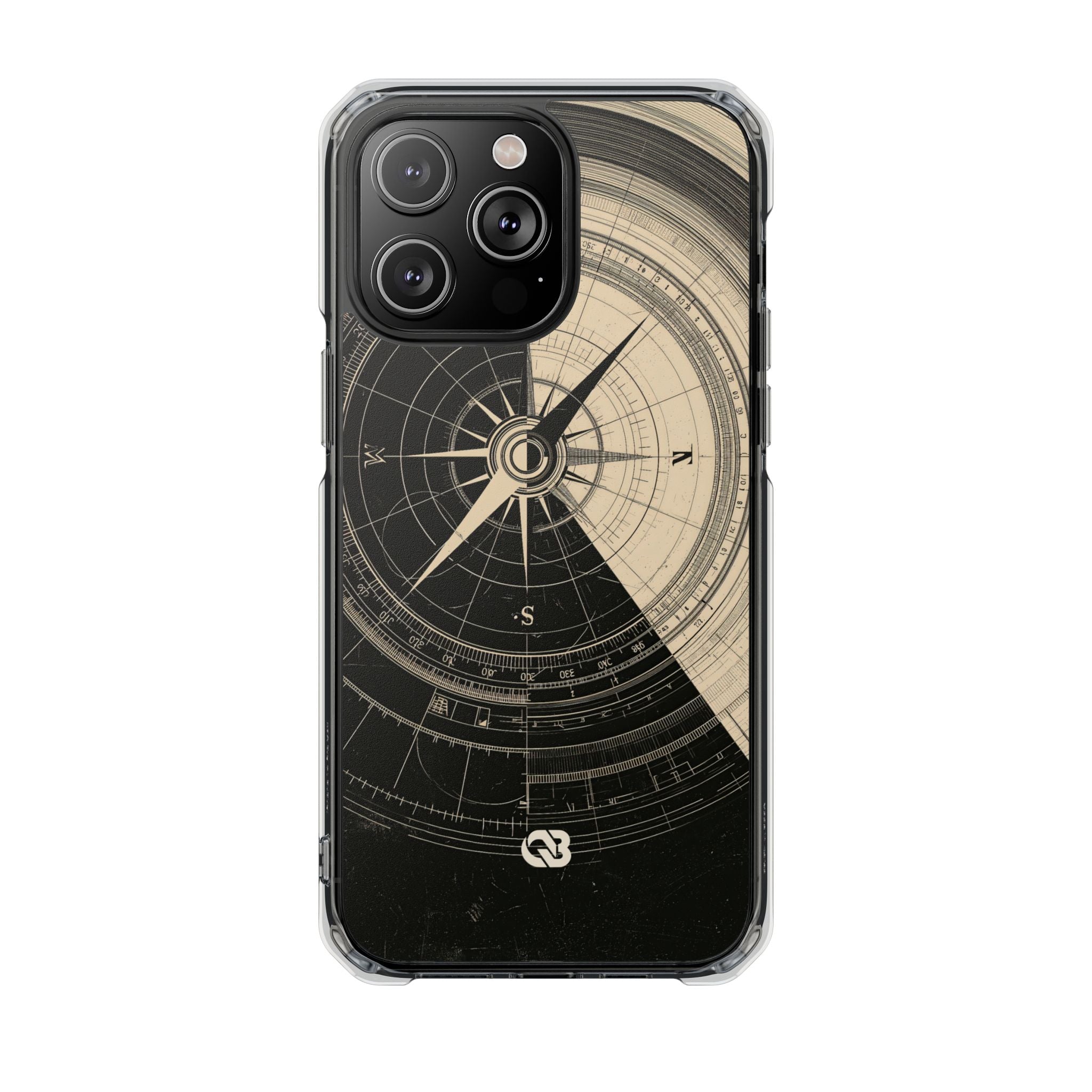 Beige Impact MagSafe Phone Case for iPhone - Obsidian Nautical Blueprint