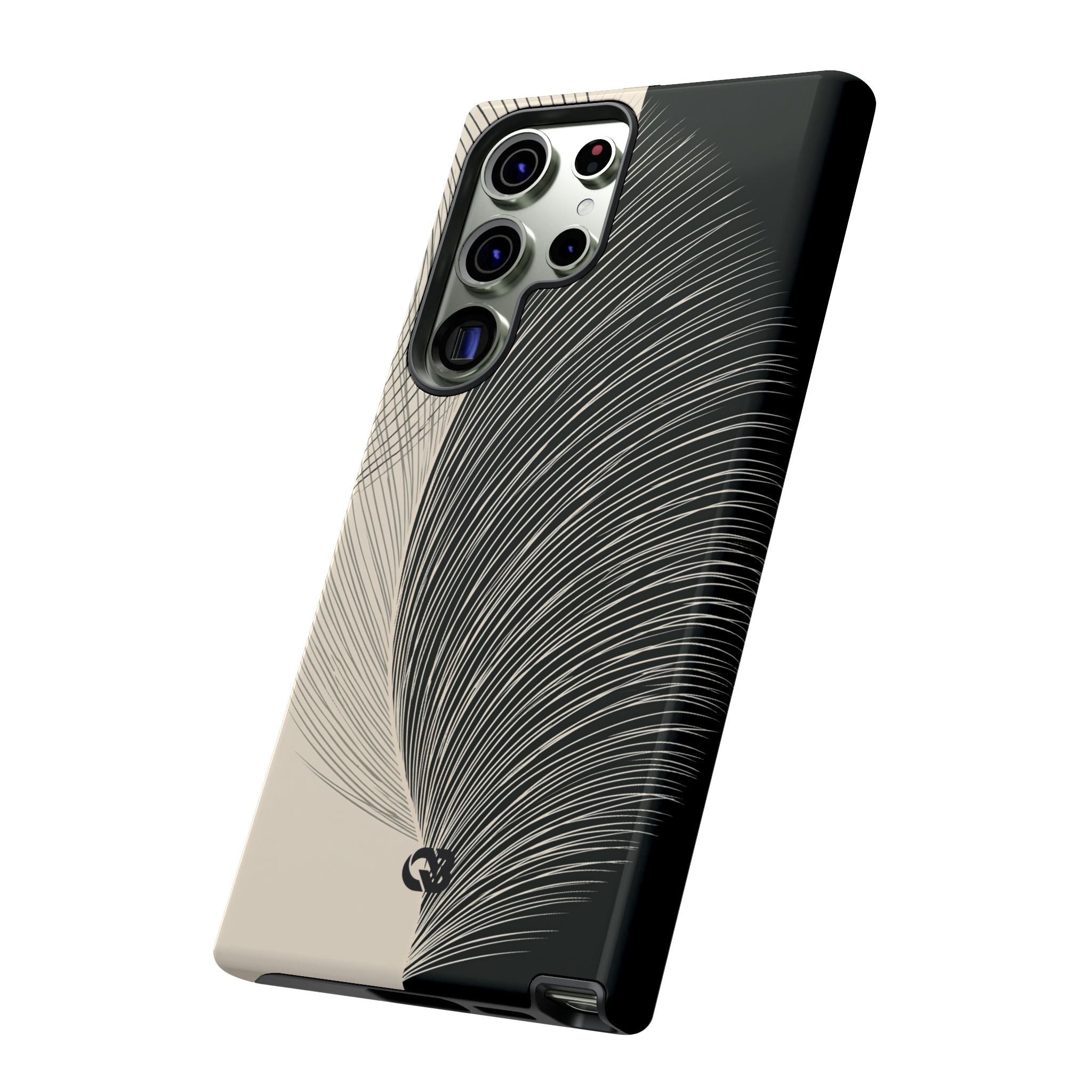 Beige Tough Phone Case for Samsung - Obsidian Cream Plume