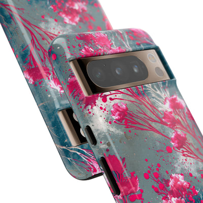 Cyber Blossom · Tough Phone Case for Pixel ·  Teal