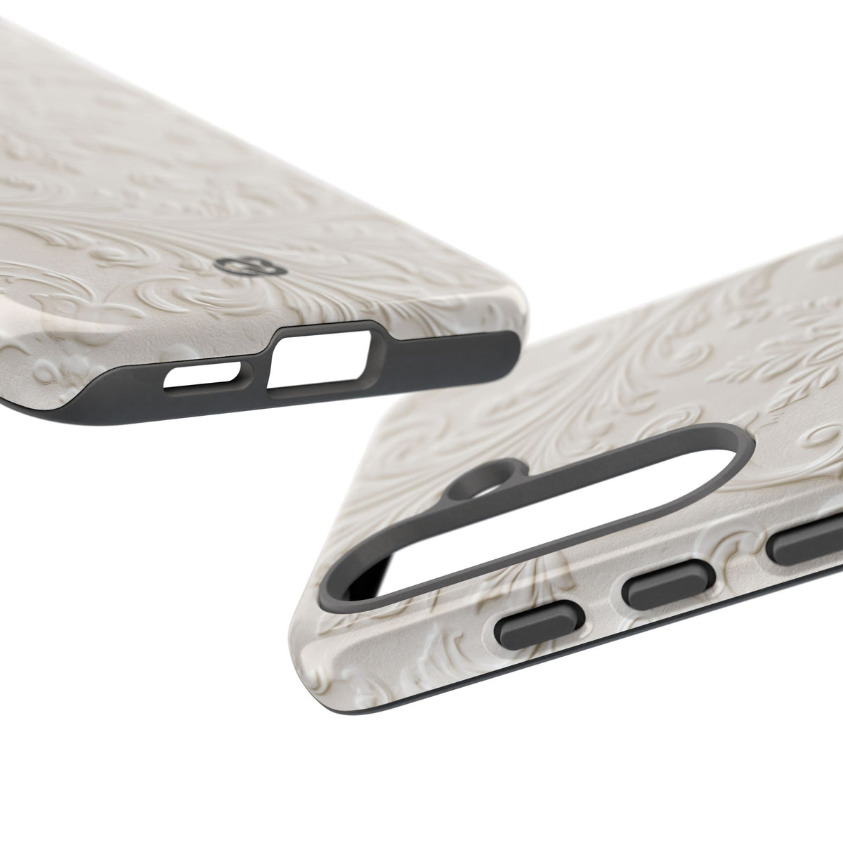 Ivory Baroque Relief · Tough Phone Case for Samsung · White