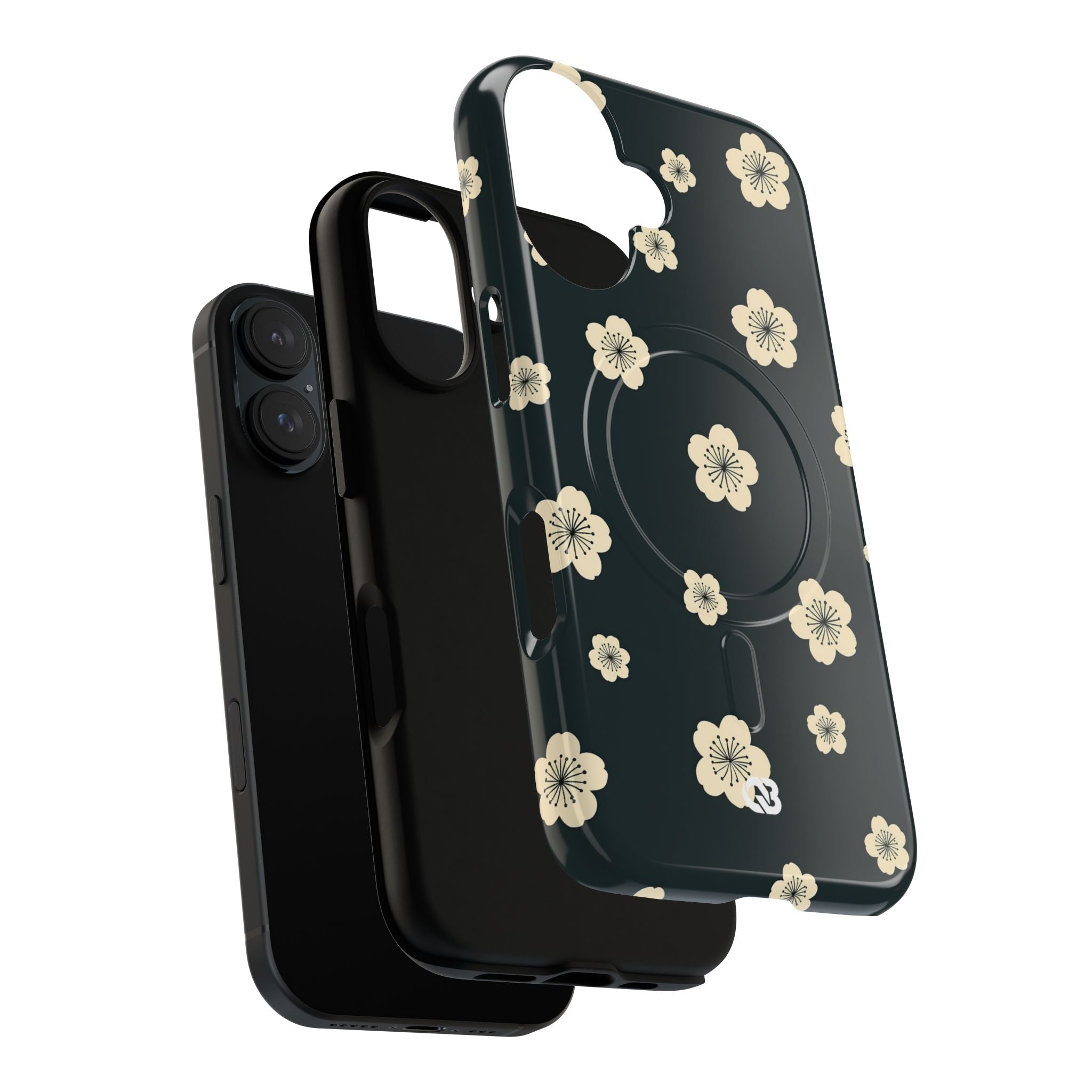 Teal Tough 2.0 Magsafe Phone Case for iPhone - Obsidian Cream Petals