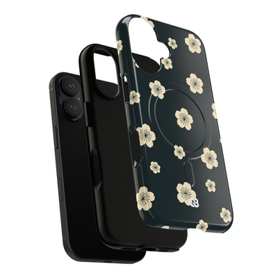 Teal Tough 2.0 Magsafe Phone Case for iPhone - Obsidian Cream Petals