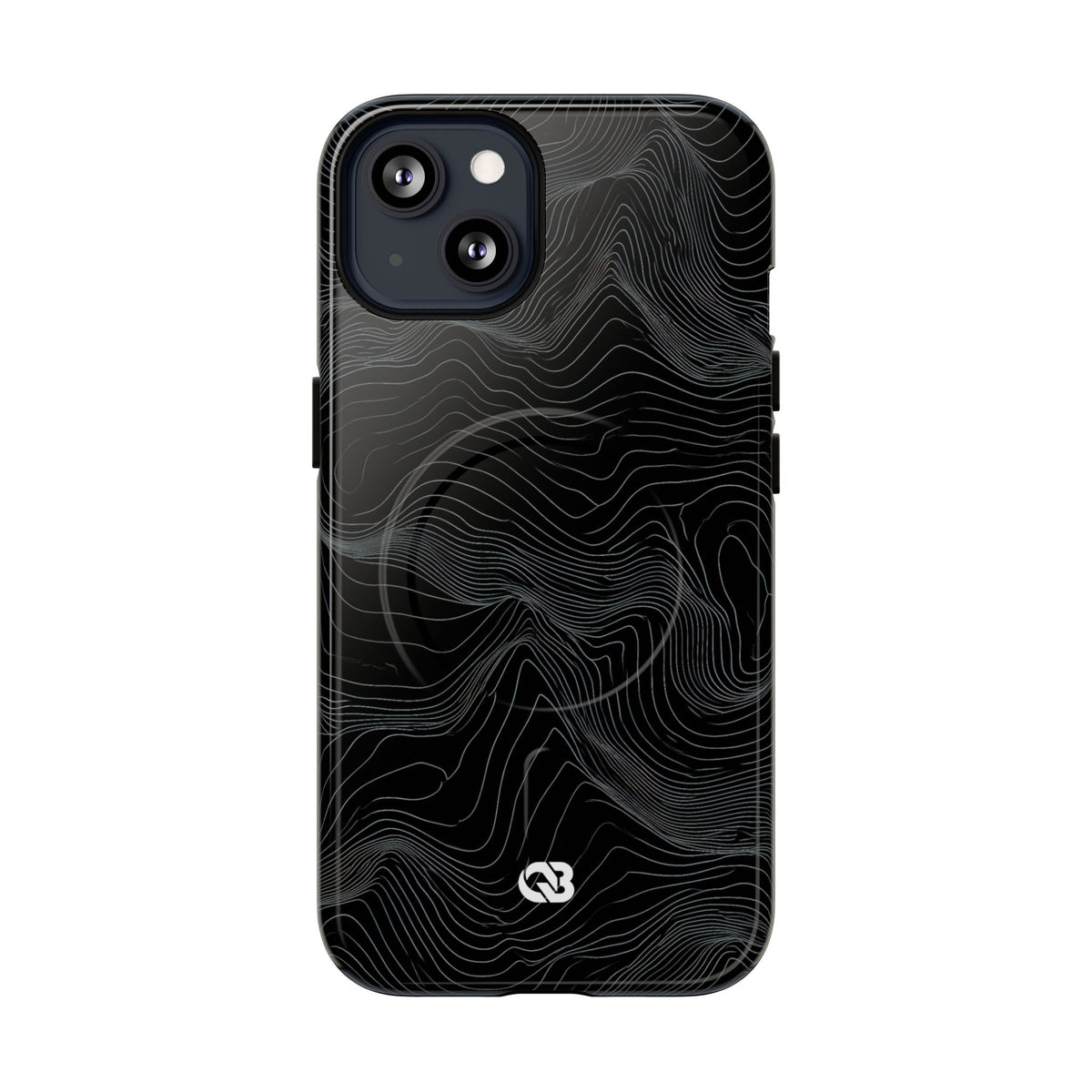 Black Tough 2.0 Magnetic Phone Case for iPhone - Obsidian Topo Wireframe