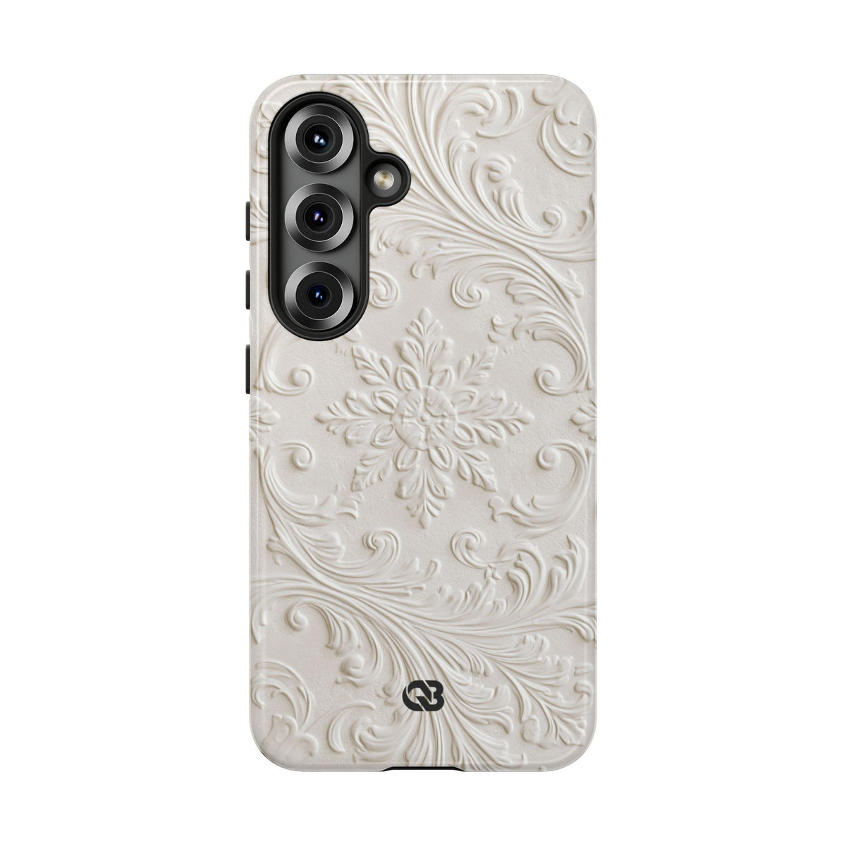 Ivory Baroque Relief · Tough Phone Case for Samsung · White