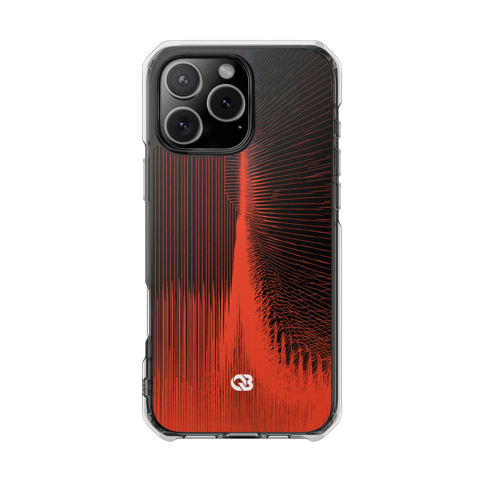 Red Impact MagSafe Phone Case for iPhone - Crimson Frequency Pulse