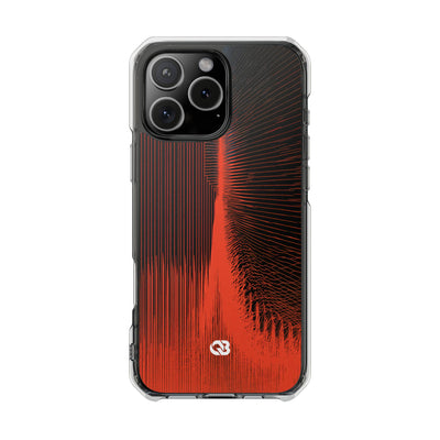 Red Impact MagSafe Phone Case for iPhone - Crimson Frequency Pulse