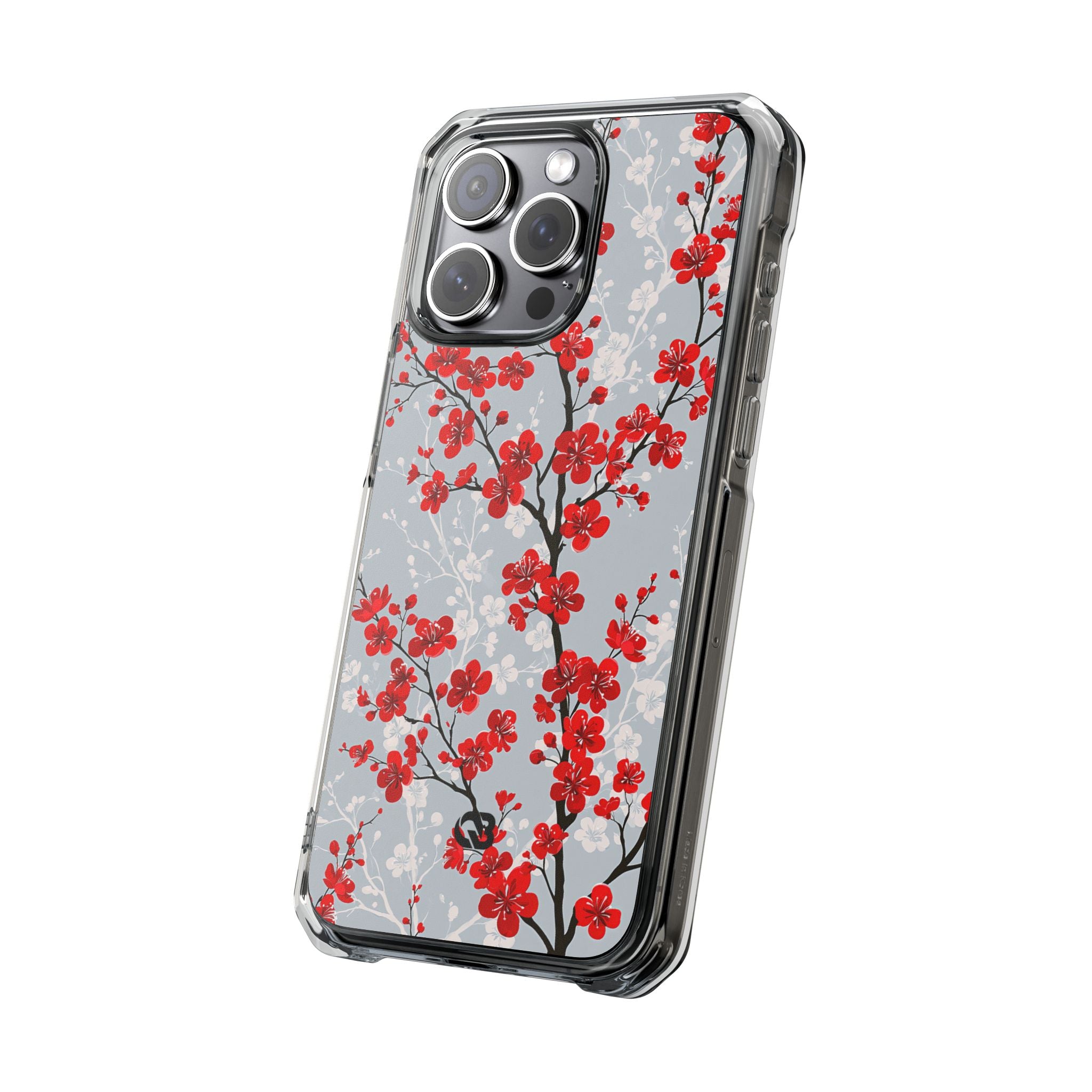 Grey Impact MagSafe Phone Case for iPhone - Crimson Sakura Slate