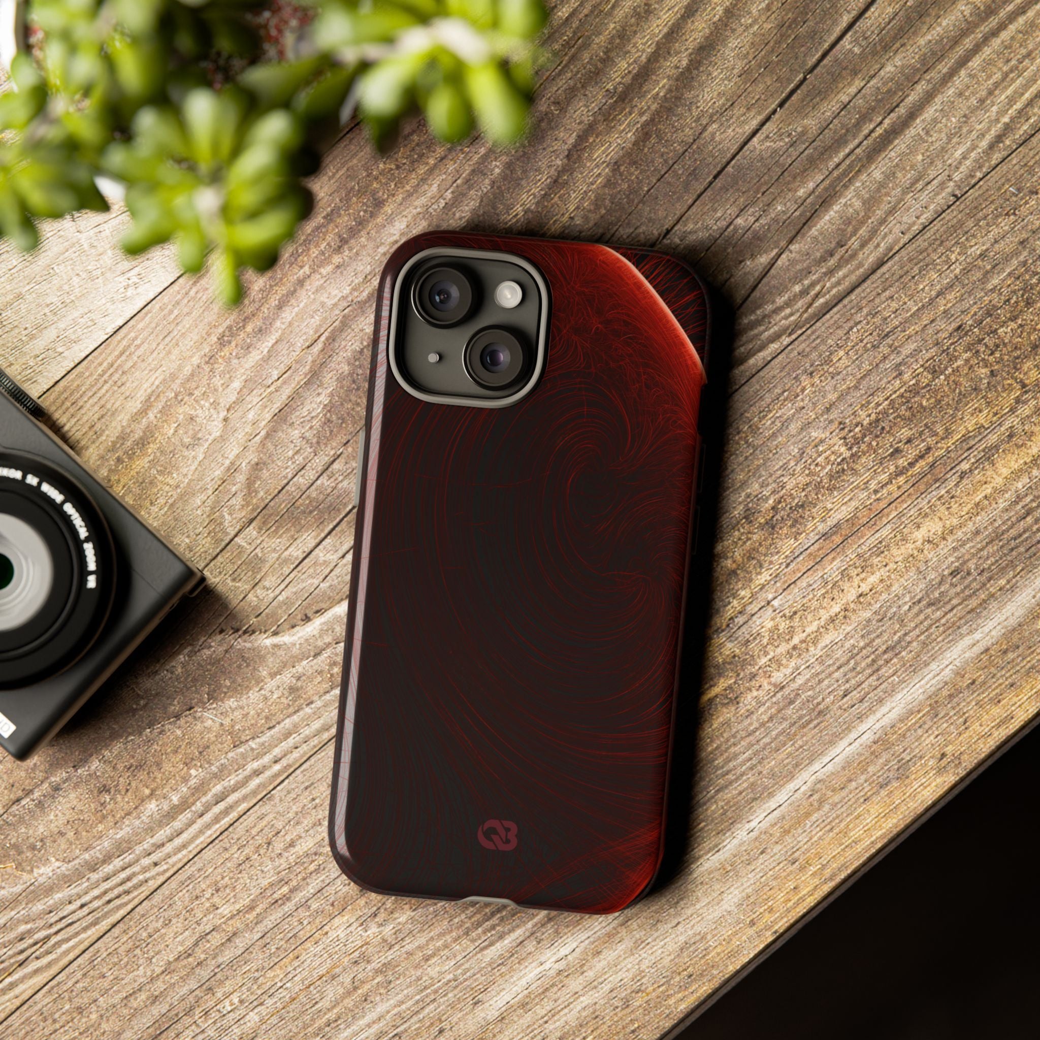 Red Tough Phone Case for iPhone - Crimson Flare Flux
