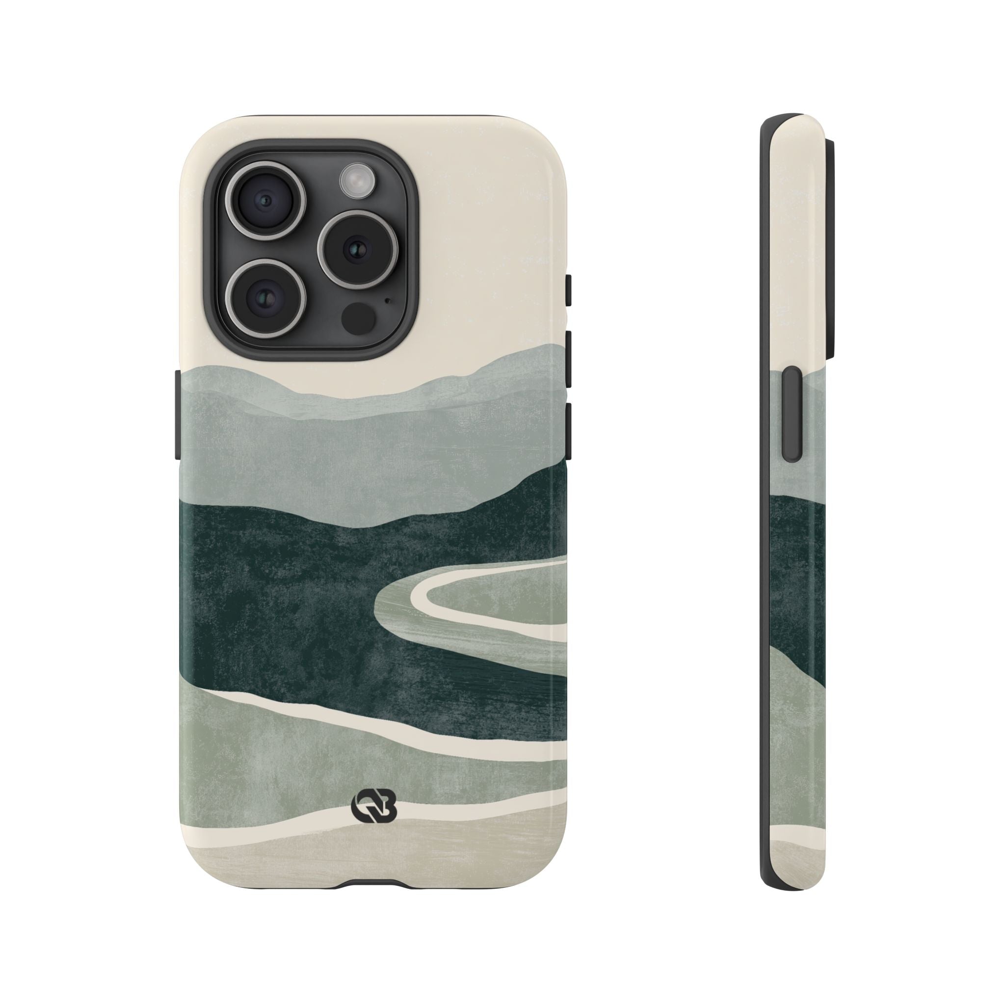 Green Tough Phone Case for iPhone - Misty Sage Valley