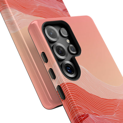 Red Tough Phone Case for Samsung - Crimson Ridge Contour