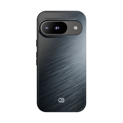 Grey Tough Phone Case for Google Pixel - Charcoal Brushed Steel
