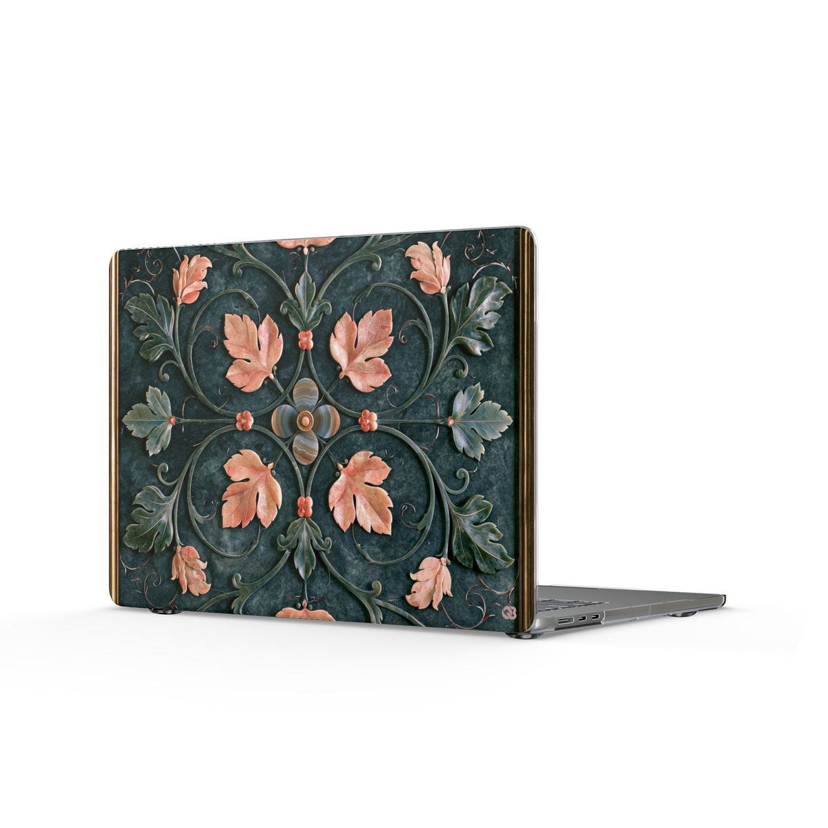 Florentine Rose Arabesque · Clear Hard Case for MacBook · Green
