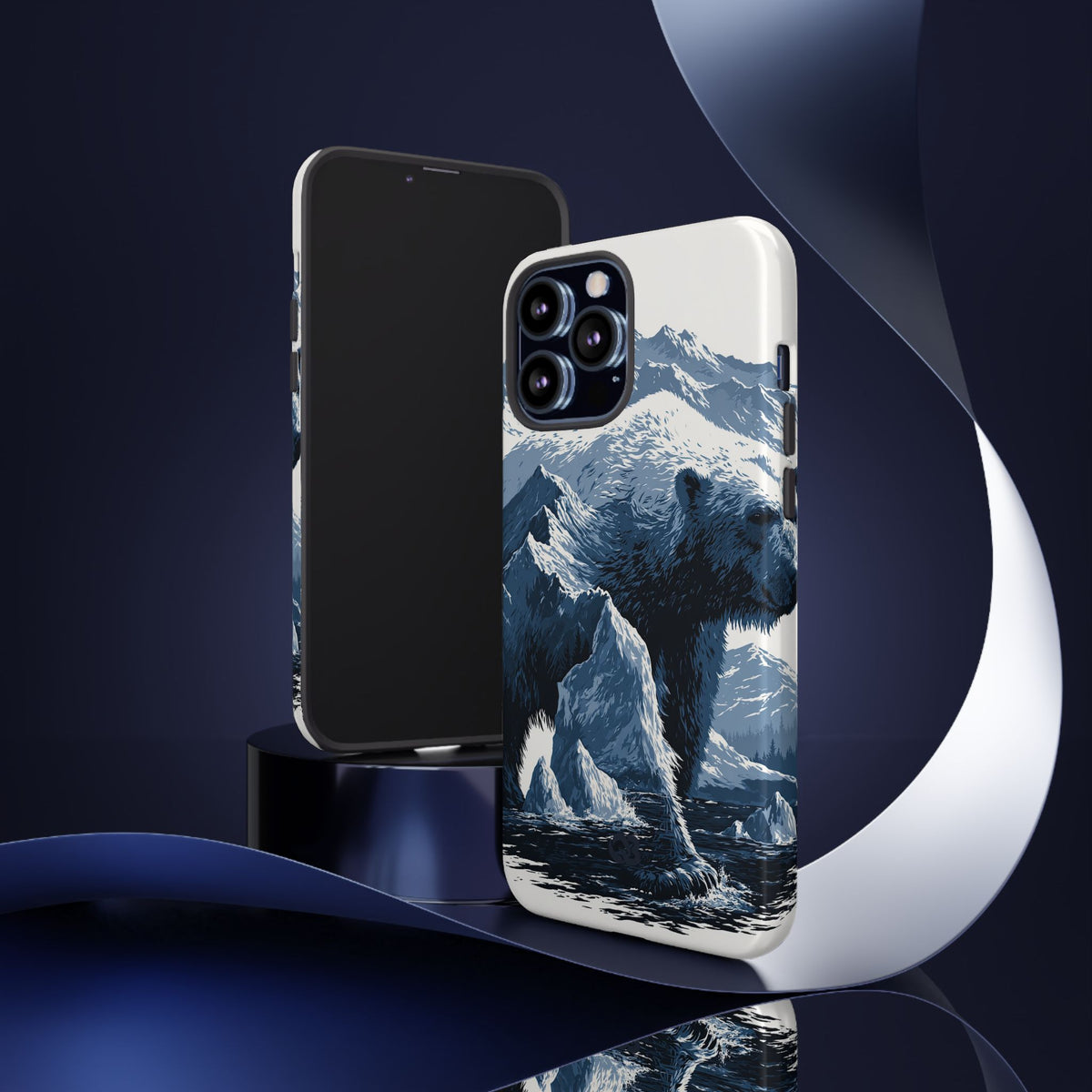 Fjord Summit Bear · Tough Phone Case for iPhone · Blue