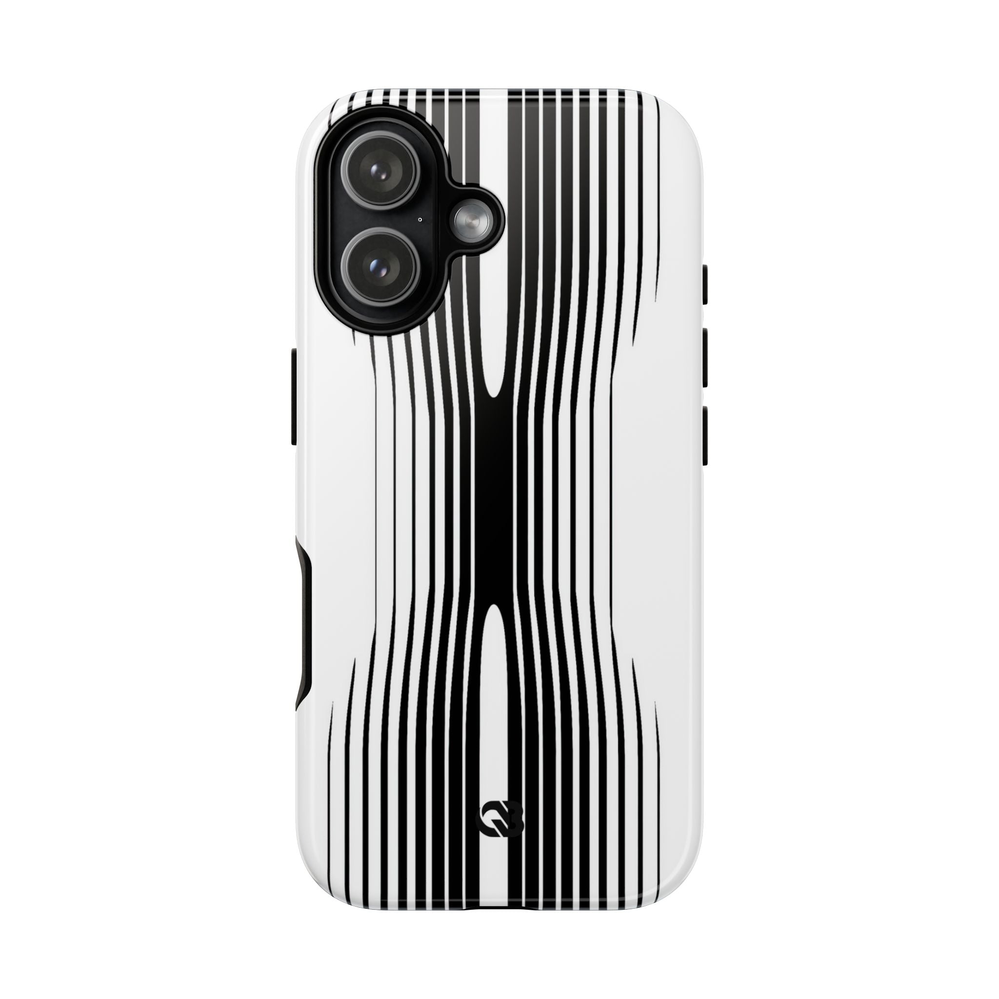 White Tough Phone Case for iPhone - Kinetic Mono Distortion