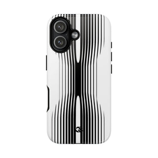 White Tough Phone Case for iPhone - Kinetic Mono Distortion