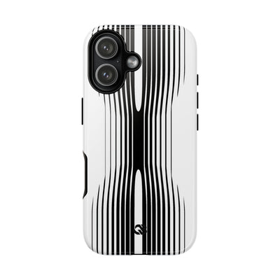 White Tough Phone Case for iPhone - Kinetic Mono Distortion