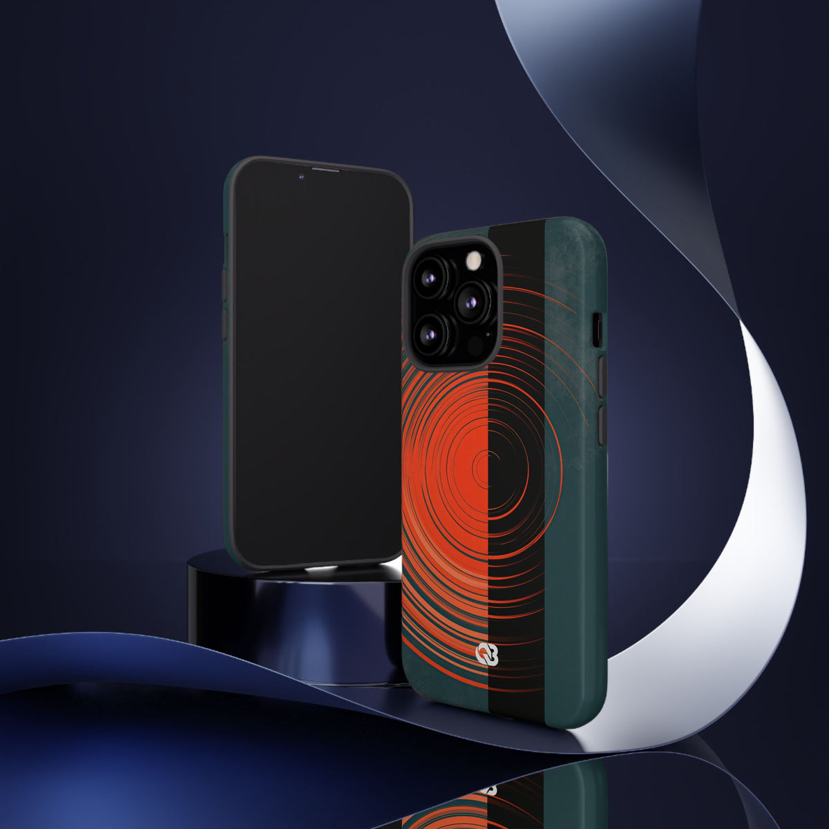 Teal Tough Phone Case for iPhone - Burnt Slate Radial