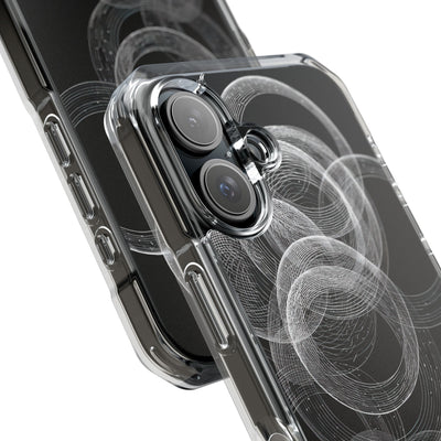 Black Impact MagSafe Phone Case for iPhone - Kinetic Wireframe Orbit