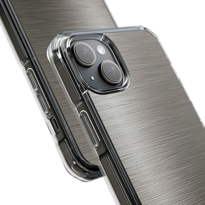 Grey Impact MagSafe Phone Case for iPhone - Brushed Industrial Steel