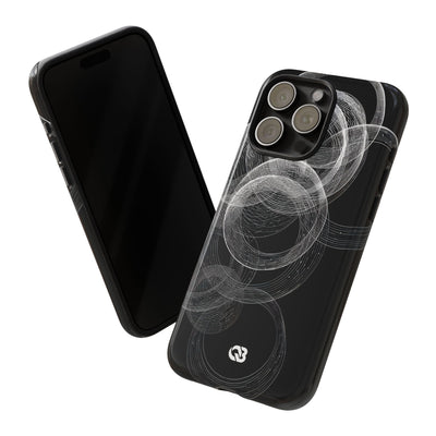 Black Tough Phone Case for iPhone - Kinetic Wireframe Orbit