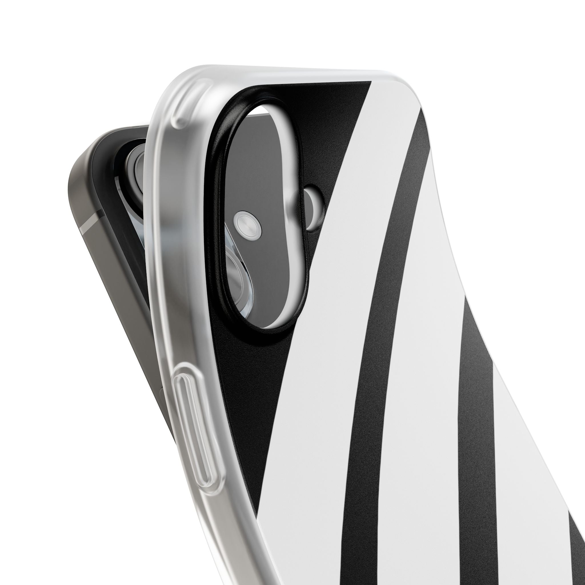 Diagonal Bands Noir iPhone 16 Case - Soft