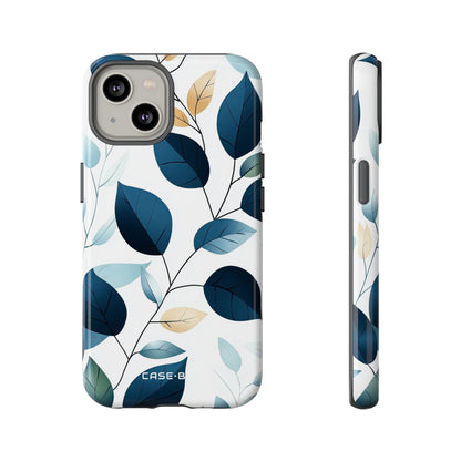 Navy Leaf Veins iPhone 14 Case - Tough