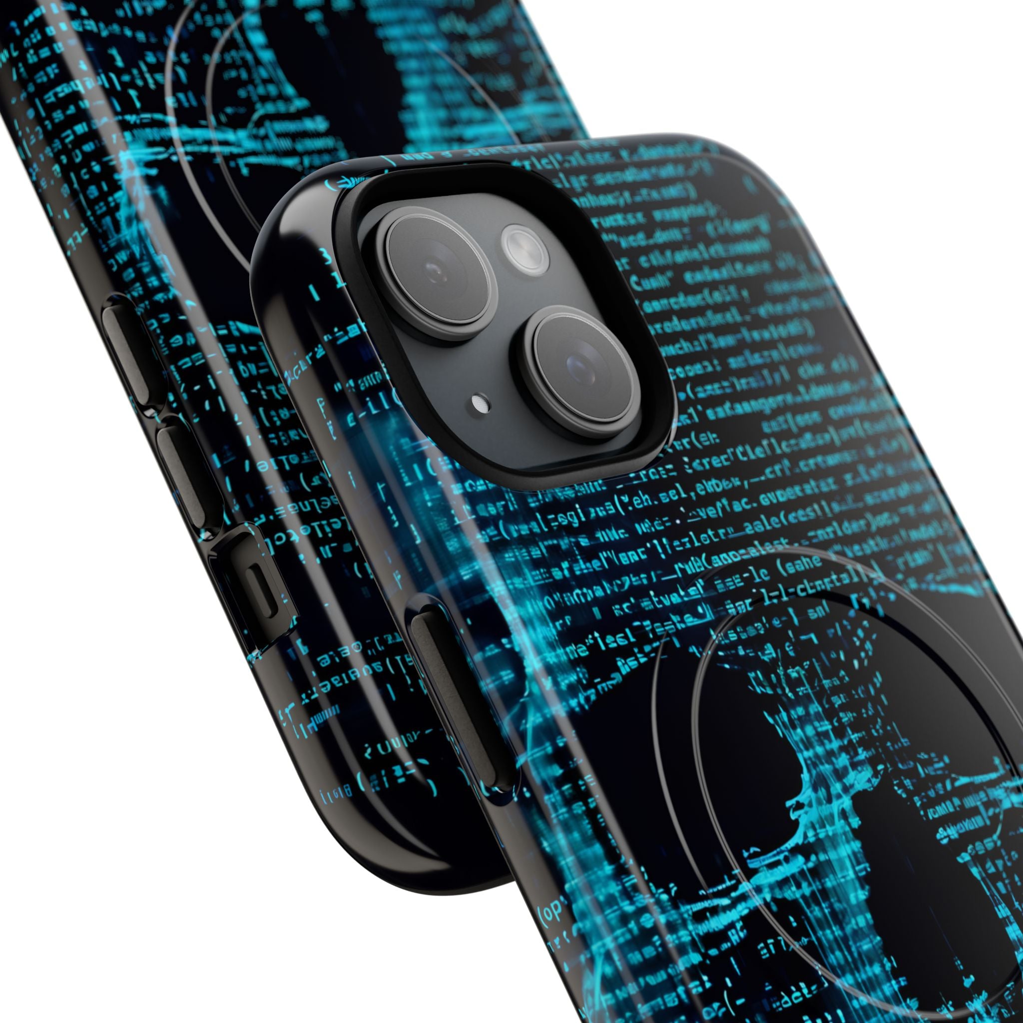 Cyan Glitch Skull · Tough+ Magsafe