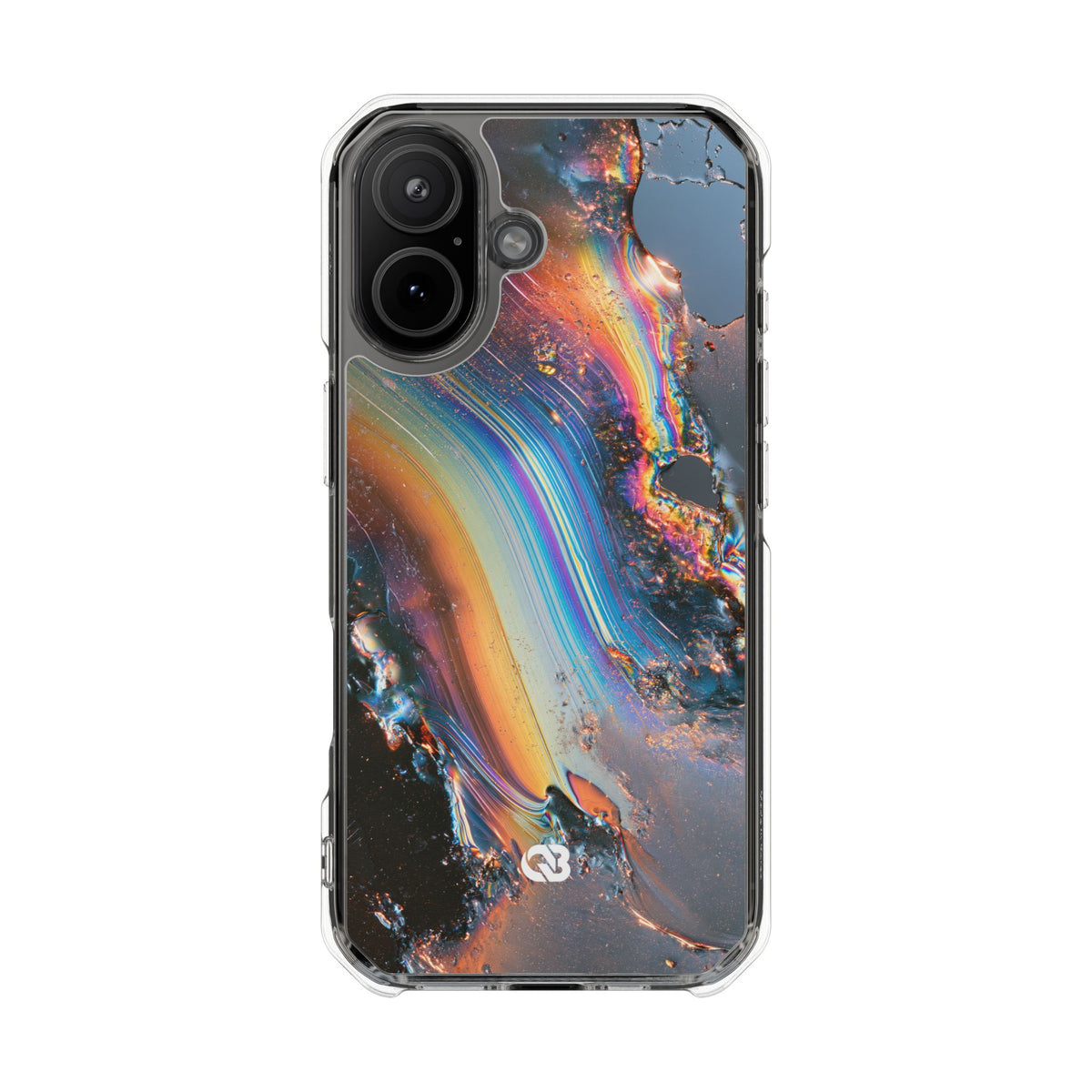 Prismatic Aura Flow · Clear Impact Magnetic Phone Case for iPhone · Blue