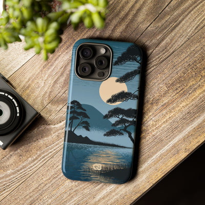 Blue Tough Phone Case for iPhone - Midnight Kyoto Pine