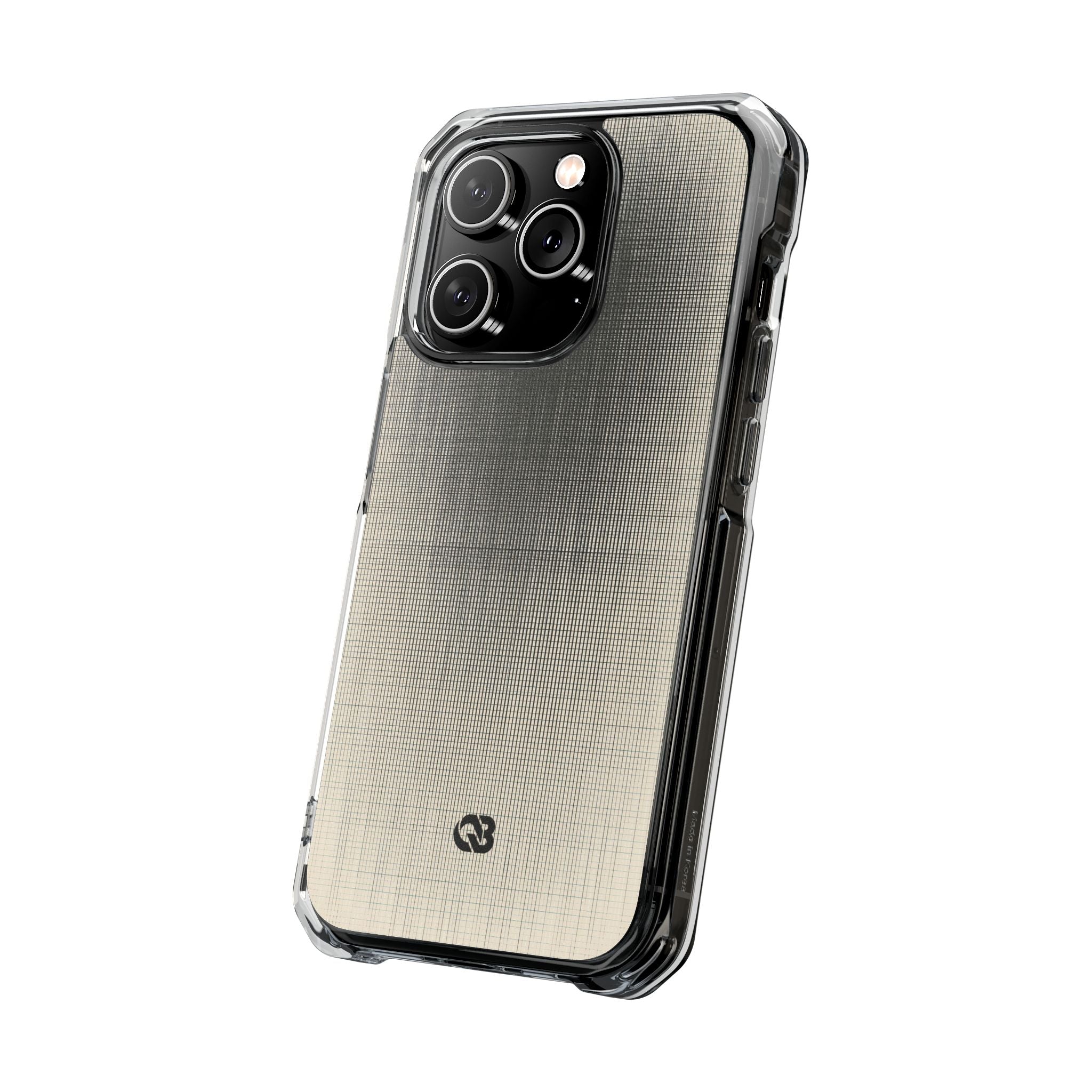 Beige Impact MagSafe Phone Case for iPhone - Carbon Screen Grid