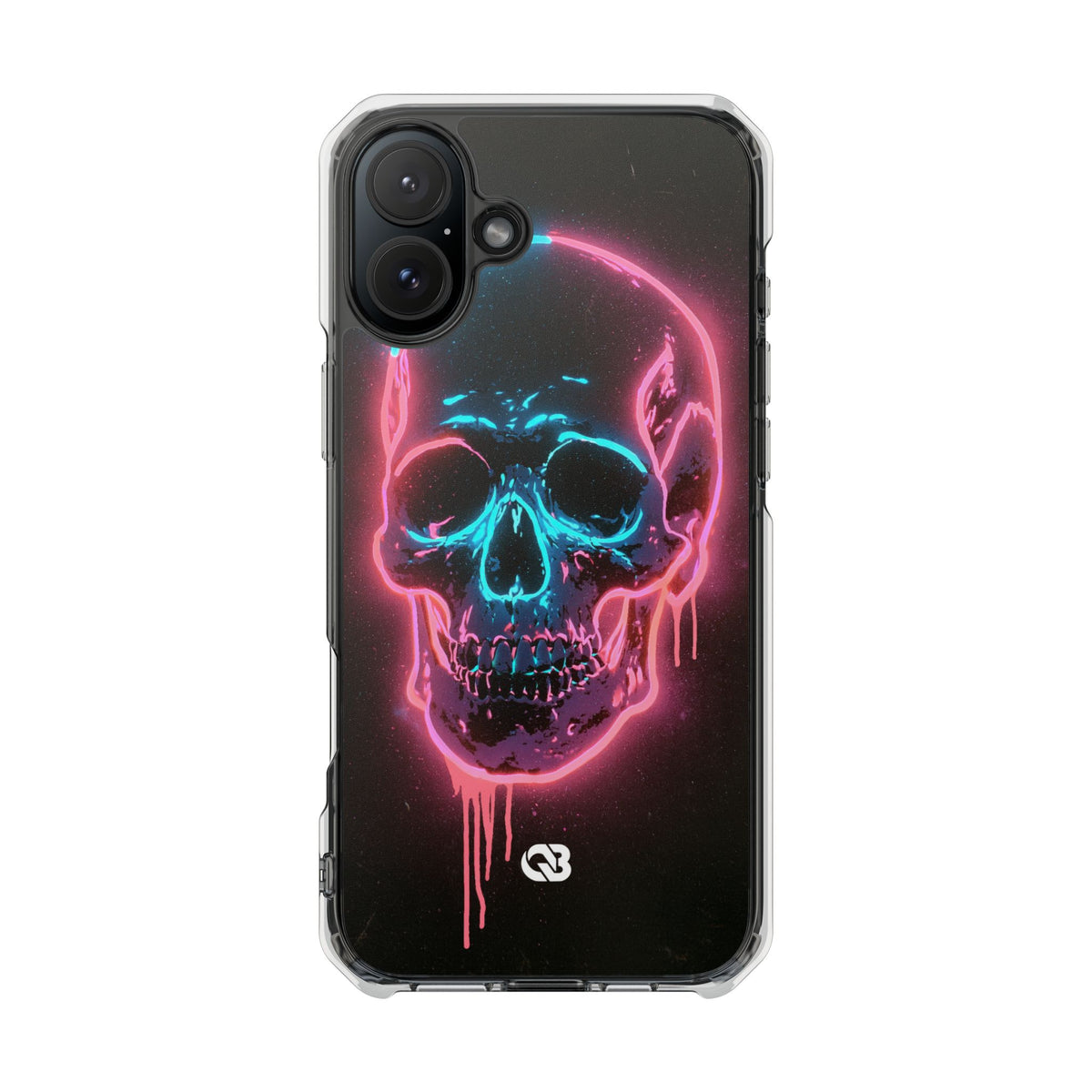 Neon Drip Skull · Clear Impact Magnetic Phone Case for iPhone · Black