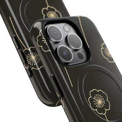 Black Tough 2.0 Magsafe Phone Case for iPhone - Obsidian Sand Petals