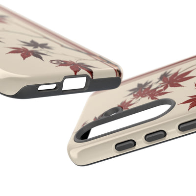 Red Tough Phone Case for Samsung - Crimson Momiji Stripe