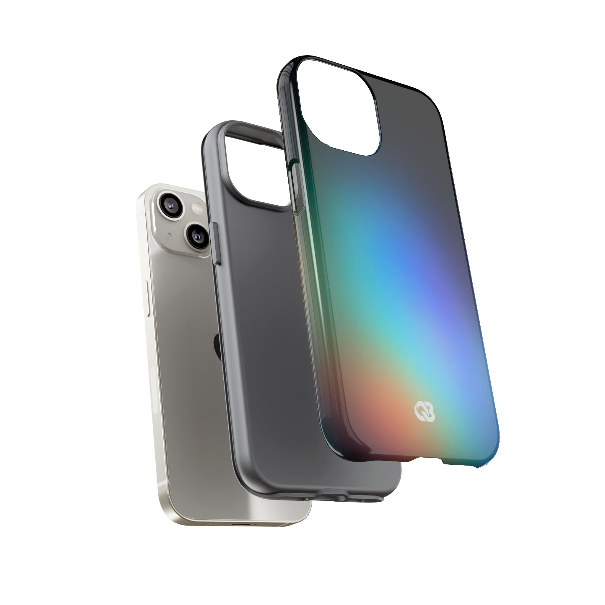Black Tough Phone Case for iPhone - Electric Prism Grain