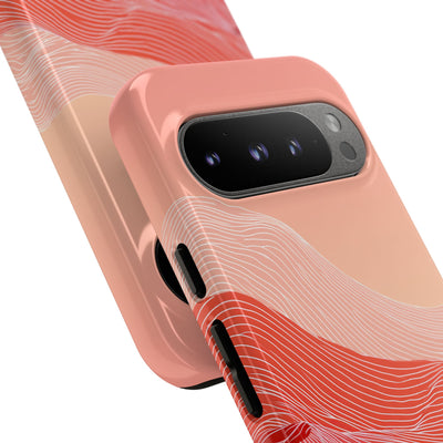 Red Tough Phone Case for Google Pixel - Crimson Ridge Contour