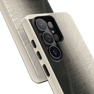 Beige Tough Phone Case for Samsung - Brutalist Graphite Grid