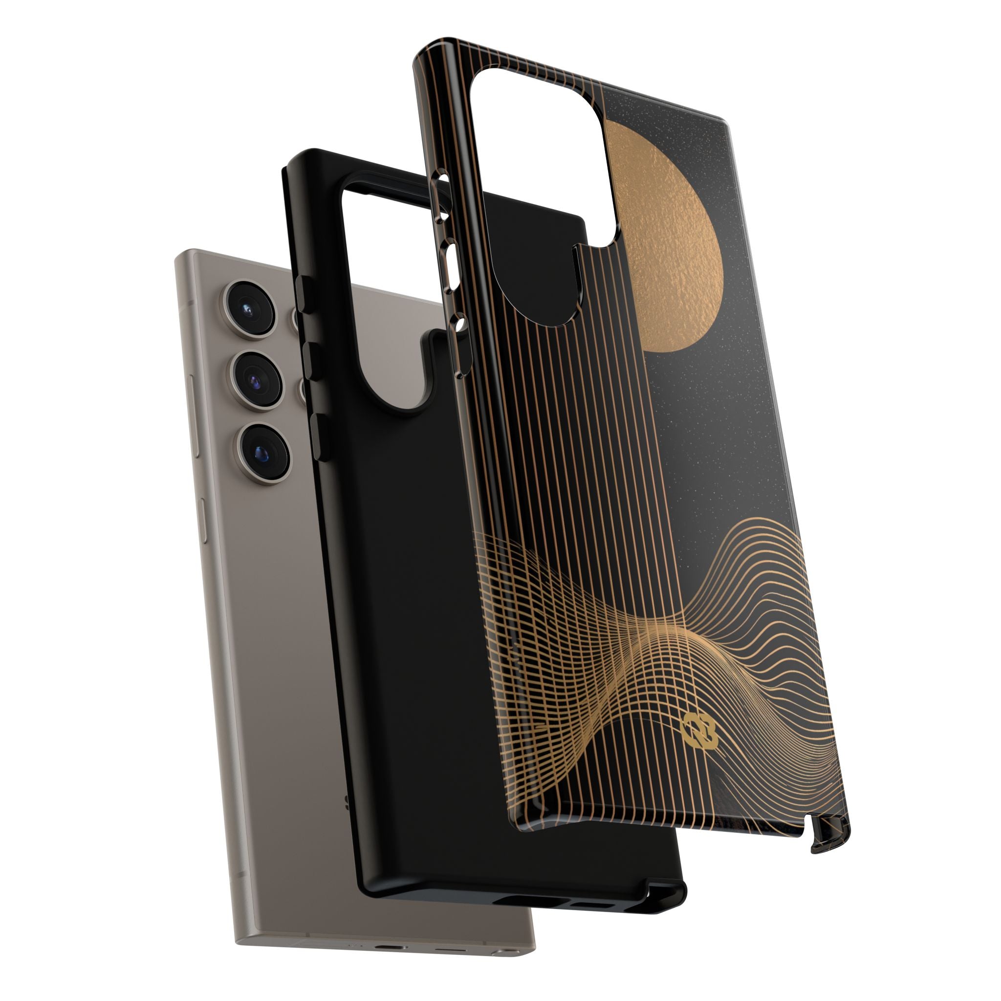 Gold Tough Phone Case for Samsung - Gilded Obsidian Dunes