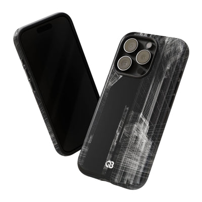 Black Tough Phone Case for iPhone - Ghost Urban Wireframe