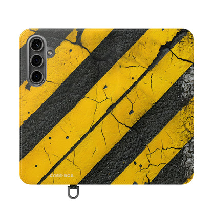 Yellow Stripes Distress - Samsung S24 Plus Case - Wallet